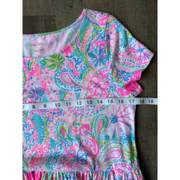 Lilly Pulitzer Tropical Paisley Floral Print Tiered Mini Dress S Resort Summer - Picture 6 of 11